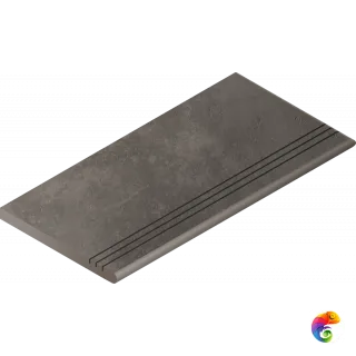 Italon Керамогранитная ступень Millennium X2 Gradino Round DX Black 30x60 Grip