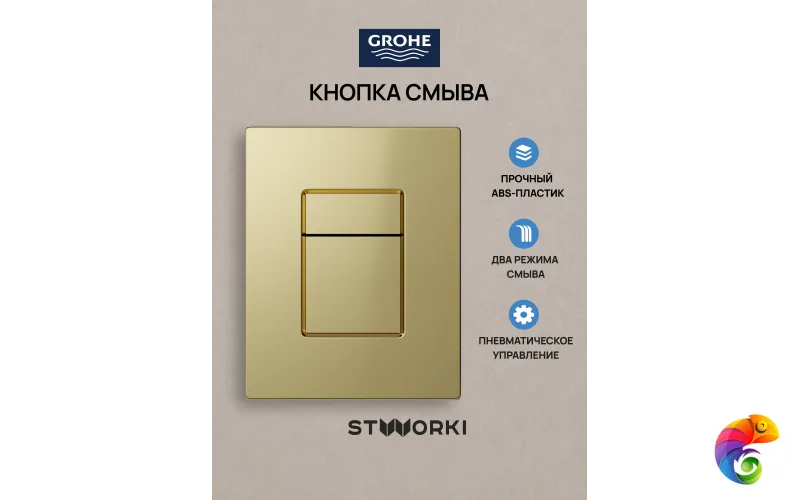 Кнопка смыва для инсталляции Grohe Rapid SL 38772021 STWORKI Эстерсунд S31505GG АБС-пластик, цвет глянцевое золото