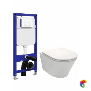 Комплект 5 в 1: Инсталляция STWORKI Хельсинки S33500WH + Унитаз подвесной Jacob Delafon Rodin+ EDY102-00 + Сиденье E23280-00 с микролифтом + Комплект шумоизоляции + Кно