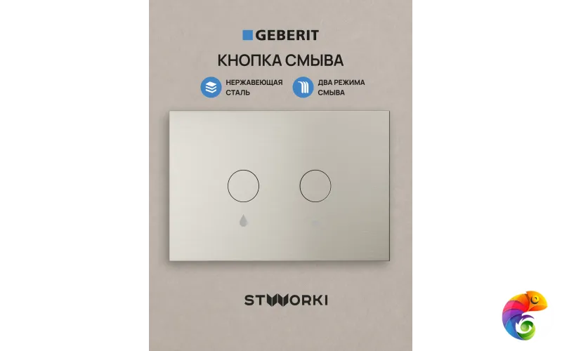 Кнопка смыва для инсталляции STWORKI S510000 / Geberit Duofix UP 320 111.300.00.5 STWORKI S51502NI нержавеющая сталь, цвет брашированный никель