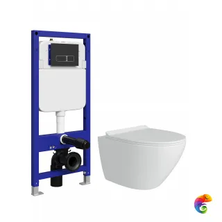 Комплект 4 в 1: Инсталляция STWORKI Кронборг S28500BK + Унитаз подвесной Teymi Lina Pro Vortex T40112 + Комплект шумоизоляции + Кнопка матовая черная