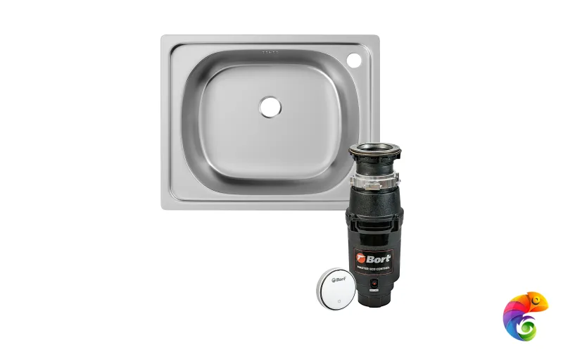 Комплект Мойка Domaci Равенна Ссик DCL 500*400 (6) 2T 50x40, сталь, нержавеющая сталь + Измельчитель Bort Master Eco Control электрический, нержавеющая сталь