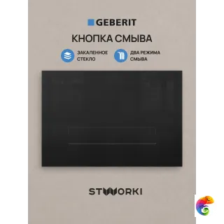 Кнопка смыва для инсталляции STWORKI S510000 / Geberit Duofix UP 320 111.300.00.5 STWORKI S51511GBK стекло, цвет глянцевый черный