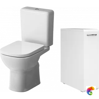 Комплект 2 в 1 Унитаз-компакт AM.PM Sunny C85C8601SC + Тумба DIWO Суздаль 19x64x50 см высокая, белая