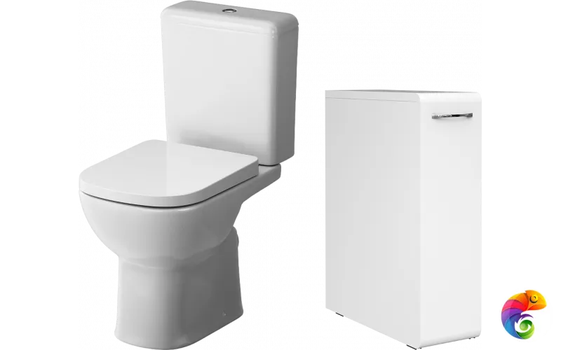 Комплект 2 в 1 Унитаз-компакт AM.PM Sunny C85C8601SC + Тумба DIWO Суздаль 19x64x50 см высокая, белая