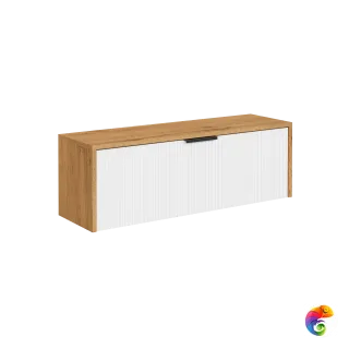 Тумба под телевизор DIWO Краснодар подвесная 90x27x30 белая, дуб вотан, ручка черная
