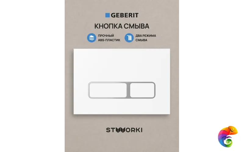 Кнопка смыва для инсталляции STWORKI S510000 / Geberit Duofix UP 320 111.300.00.5 STWORKI Кронборг S28505MWH АБС-пластик, цвет матовый белый