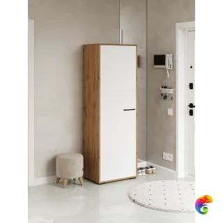 Шкаф для одежды DIWO Кострома с вешалкой 60x180х42 см, дуб вотан, белый, ручка черная
