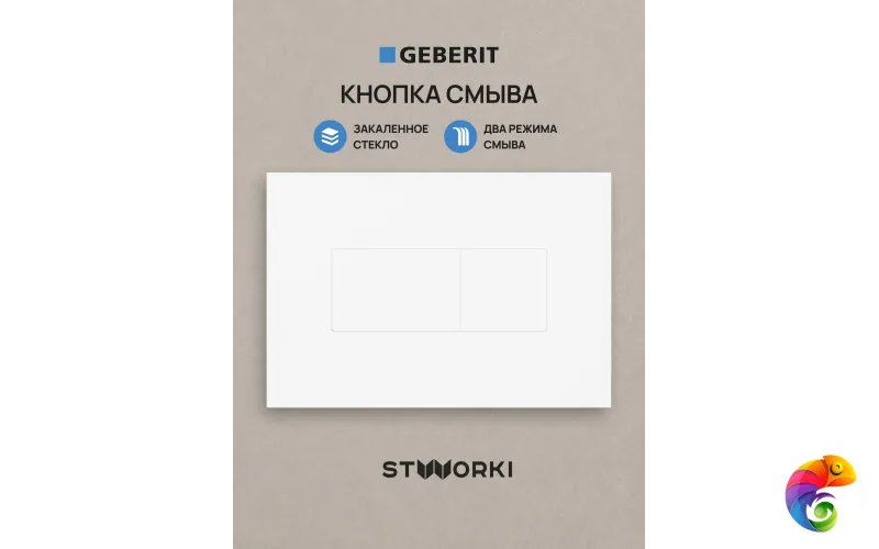 Кнопка смыва для инсталляции STWORKI S510000 / Geberit Duofix UP 320 111.300.00.5 STWORKI S51521WH стекло, цвет глянцевый белый
