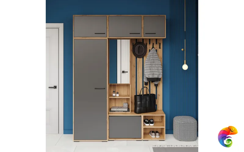 Прихожая DIWO Кострома 160 дуб вотан, антрацит, ручка черная