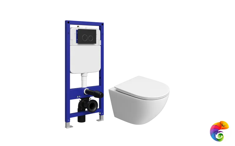 Комплект 5 в 1: Инсталляция STWORKI Хельсинки S33500BK + Унитаз подвесной BelBagno Uno BB5177CH-TOR/SC + Сиденье с микролифтом + Комплект шумоизоляции + Кнопка матовая черная