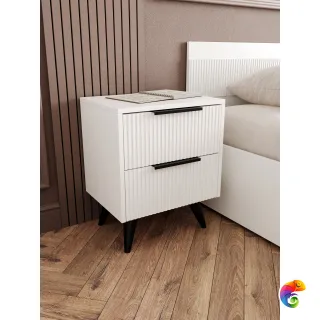 Прикроватная тумба DIWO Краснодар 45x55x35 см, 2 ящика белая, ручка черная