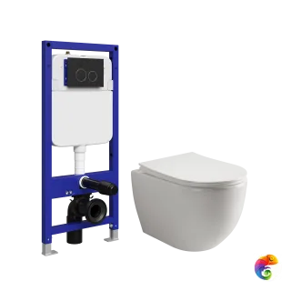 Комплект 5 в 1: Инсталляция STWORKI Хельсинки S33500BK + Унитаз подвесной Ceramicanova Mia Rimless CN1805 + Сиденье с микролифтом + Комплект шумоизоляции + Кнопка м