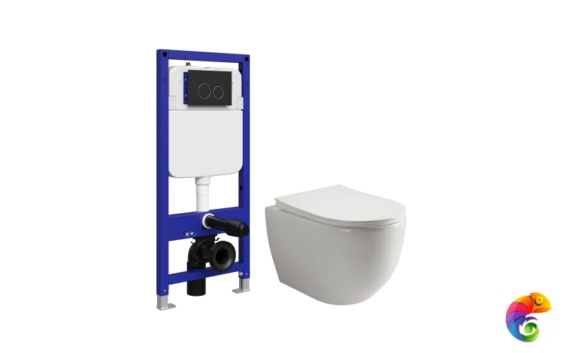 Комплект 5 в 1: Инсталляция STWORKI Хельсинки S33500BK + Унитаз подвесной Ceramicanova Mia Rimless CN1805 + Сиденье с микролифтом + Комплект шумоизоляции + Кнопка матовая черная
