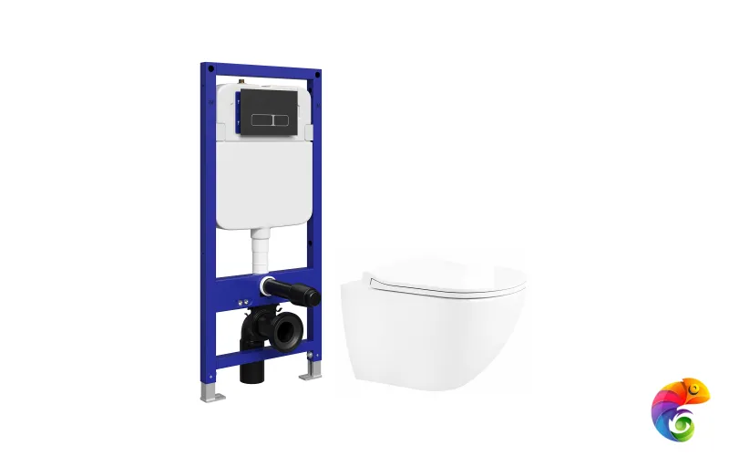 Комплект 4 в 1: Инсталляция STWORKI Кронборг S28500BK + Унитаз подвесной Ceruttispa Amici Aria Tornado CT11388 + Комплект шумоизоляции + Кнопка матовая черная
