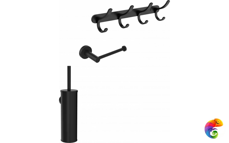 Набор STWORKI Держатель для туалетной бумаги Дублин S41340BK + Ершик для унитаза Стокгольм S36390BK + Крючок Киркенес S45307BK