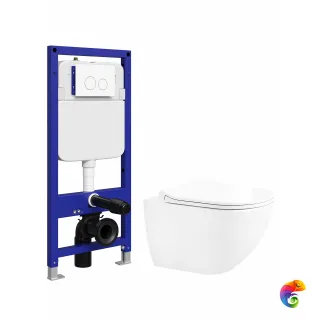 Комплект 5 в 1: Инсталляция STWORKI Хельсинки S33500WH + Унитаз подвесной Ceruttispa Amici Aria Tornado CT11388 + Сиденье с микролифтом + Комплект шумоизоляции + Кнопк