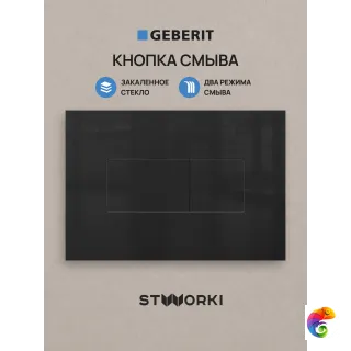 Кнопка смыва для инсталляции STWORKI S510000 / Geberit Duofix UP 320 111.300.00.5 STWORKI S51521GBK стекло, цвет глянцевый черный