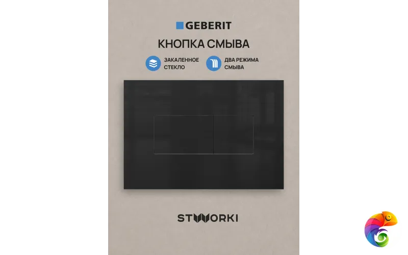 Кнопка смыва для инсталляции STWORKI S510000 / Geberit Duofix UP 320 111.300.00.5 STWORKI S51521GBK стекло, цвет глянцевый черный