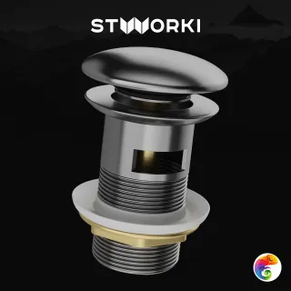 Донный клапан для раковины STWORKI SW-001GB с переливом, вороненая сталь