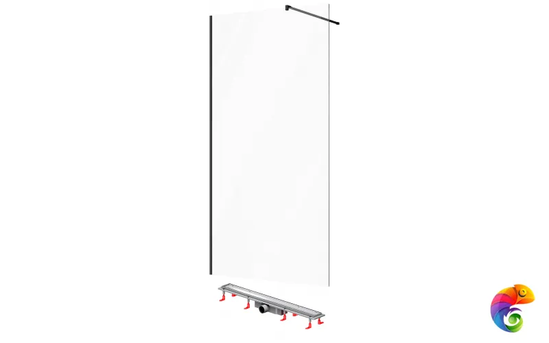 Душевая перегородка STWORKI Берген 100 см, MV-BE-100-BL + Душевой трап (лоток) AM.PM PrimeFlow Tile 80 см, W02SC-U11-080-04SB