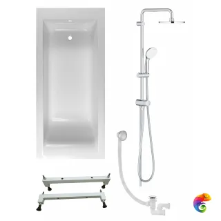 Комплект Ванна из искусственного камня STWORKI Ольборг ФР-00014089 + Ножки ФР-00014106 + Слив-перелив Wirquin 30718585 + Grohe New Tempesta 27389002