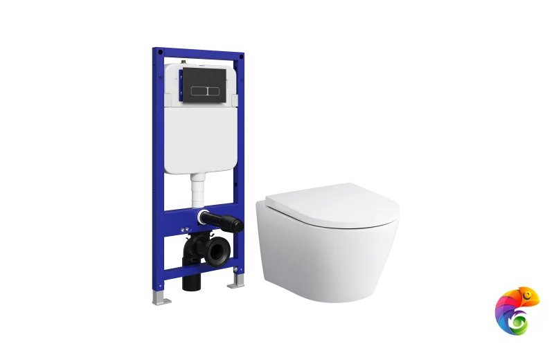 Комплект 4 в 1: Инсталляция STWORKI Кронборг S28500BK + Унитаз подвесной AM.PM Sense C741701SC + Комплект шумоизоляции + Кнопка матовая черная