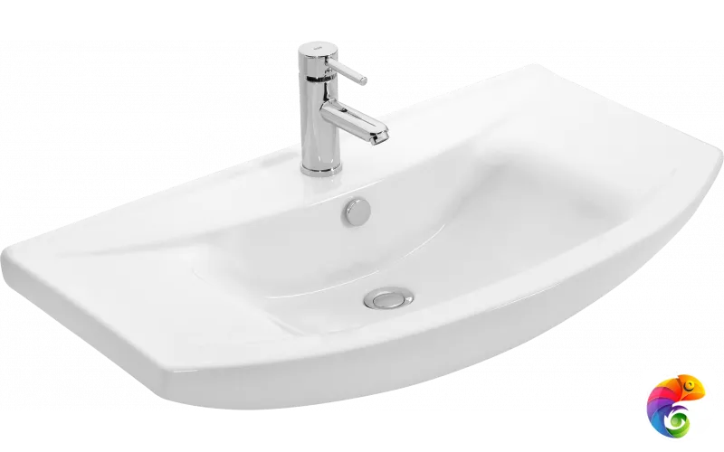 Мебельная раковина STWORKI 6085-KL 86 накладная, белая, прямоугольная, фаянс