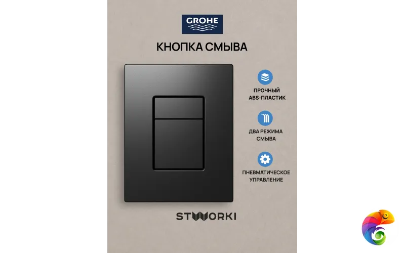 Кнопка смыва для инсталляции Grohe Rapid SL 38772021 STWORKI Эстерсунд S31505GB АБС-пластик, цвет вороненая сталь