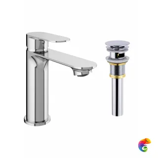 Смеситель для раковины STWORKI Вестфолл S08010CR + Донный клапан SW-001CR, хром
