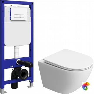 Комплект 5 в 1 Унитаз подвесной BelBagno Uno BB5177CH-TOR/SC + Инсталляция с кнопкой STWORKI Кронборг S28500WH + Крышка-сиденье + Комплект шумоизоляции