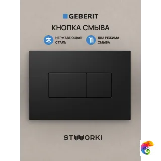 Кнопка смыва для инсталляции STWORKI S510000 / Geberit Duofix UP 320 111.300.00.5 STWORKI S51522BK нержавеющая сталь, цвет матовый черный