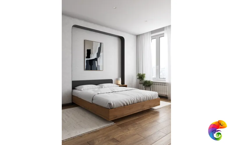 Кровать DIWO Кострома 160x200 см, двуспальная, парящая, дуб вотан, антрацит