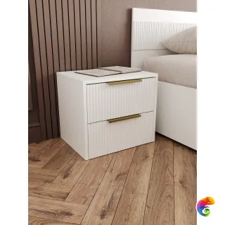 Прикроватная тумба DIWO Краснодар 45x40x35 см, 2 ящика белая, ручка золото