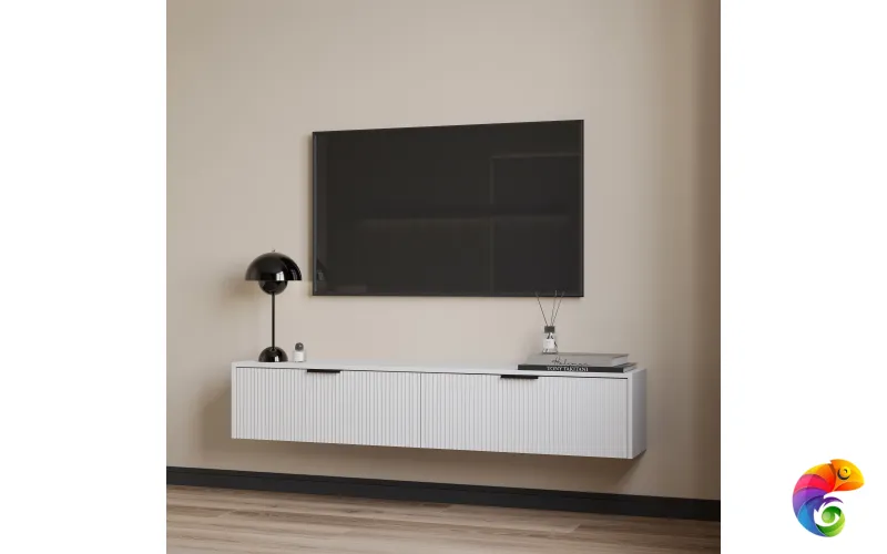 Тумба под телевизор DIWO Краснодар подвесная 160x27x30 белый, ручка черный