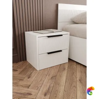 Прикроватная тумба DIWO Краснодар 45x40x35 см, 2 ящика белая, ручка черная