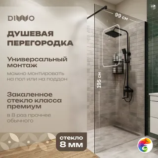 Душевая перегородка DIWO Орёл 100 см, профиль черный матовый