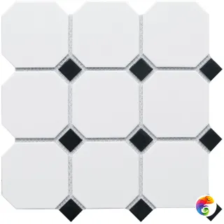 Кер. мозаика Octagon big White/Black Matt (GTPL61466/CLA006) 300х300х6