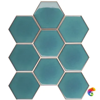Кер. мозаика Hexagon big Green Glossy (JJFQ80071) 256х295х6