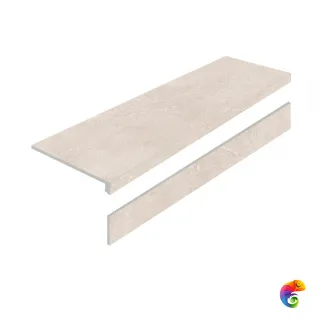 Ступень L керамогранит LIMESTONE CREMA 32X120 AS с подступенником