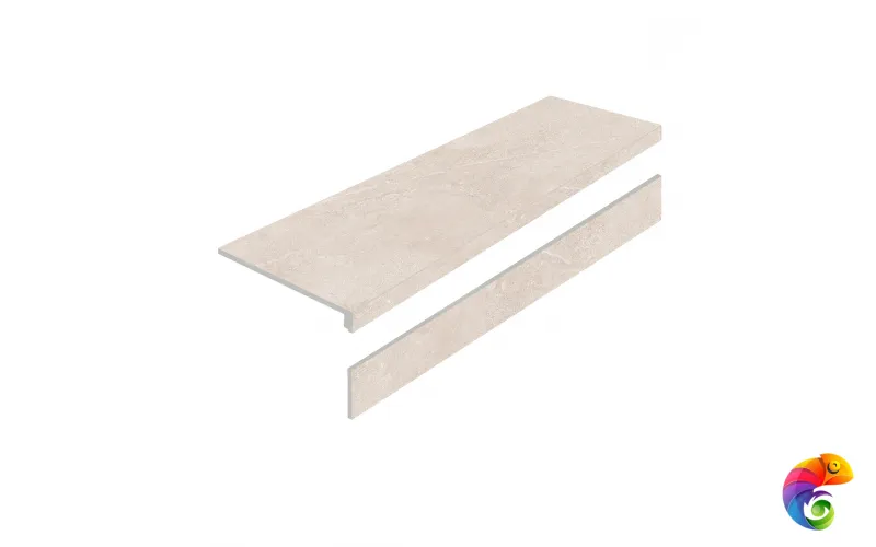 Ступень L керамогранит LIMESTONE CREMA 32X120 AS с подступенником