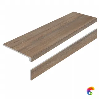 Ступень L керамогранит AMAZON WOOD NATURAL 32x120 MATT с подступенником