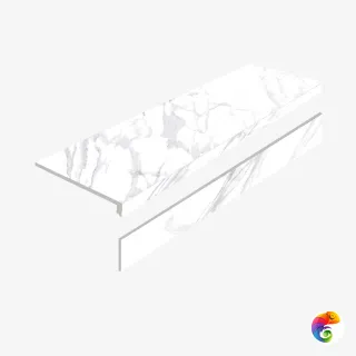 Ступень L керамогранит STATUARIO CALIPSO 32x120 MATT с подступенником