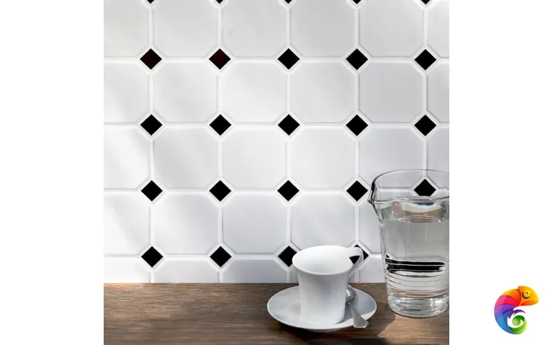 Кер. мозаика Octagon big White/Black Matt (GTPL61466/CLA006) 300х300х6