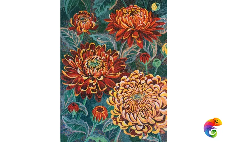 IRIDA панно художественное ХРИЗАНТЕМЫ 00-00167543  Irida Art irida Стеклянная мозаика