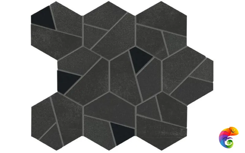 Boost Tarmac Mosaico Hex Black AN7B_sklad 25x28.5 Atlas Concorde BOOST Неглазурованный керамогранит