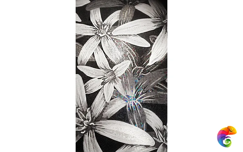 IRIDA панно художественное ЛИЛИИ ЧЕРНО-БЕЛЫЕ 00-00132011 214x160.5 Irida Art irida Стеклянная мозаика