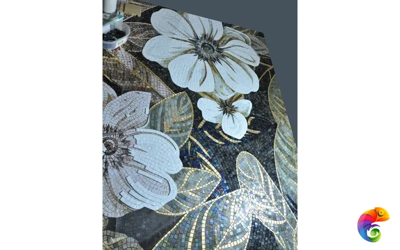 IRIDA панно художественное БЕЛЫЕ КЛЕМАТИСЫ 00-00132012 242x174 Irida Art irida Стеклянная мозаика