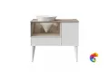 CO.97\LIM Тумба CONO 97 см, ящик, дверца и откр полка с LED, белый мат+лимо