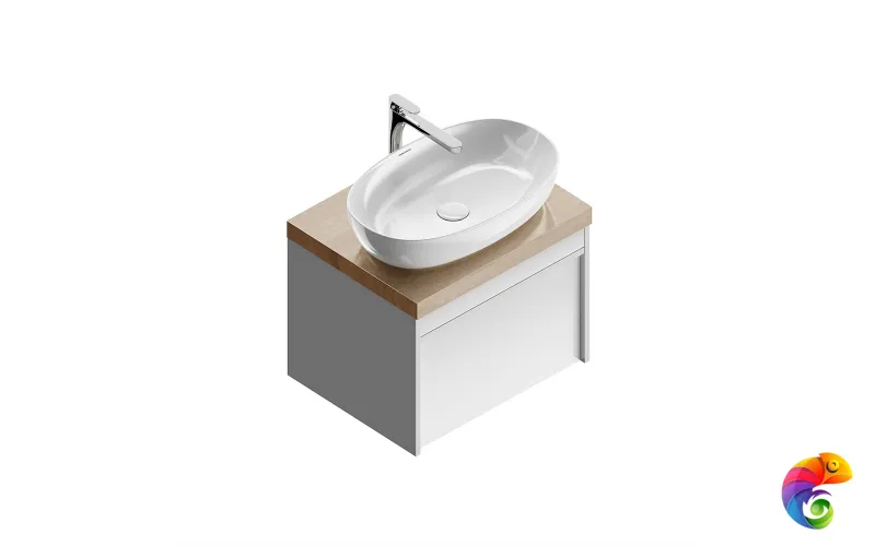 MO.60.1+1\WHT Тумба MODULA подвесная 60 с ящиком 1+1, белая глянцевая